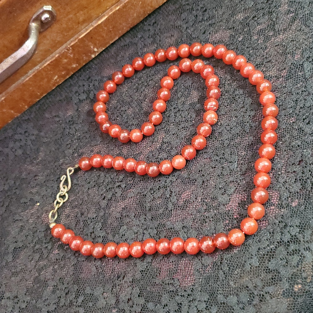 Vibrant Orange Coral Bead Necklace